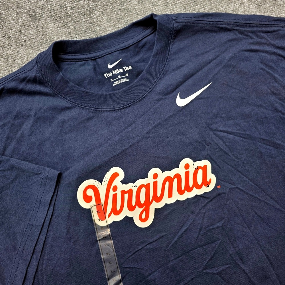 Nike Men's XL University of Virginia Cavaliers T-Shirt Navy Blue UVA Graphic Tee
